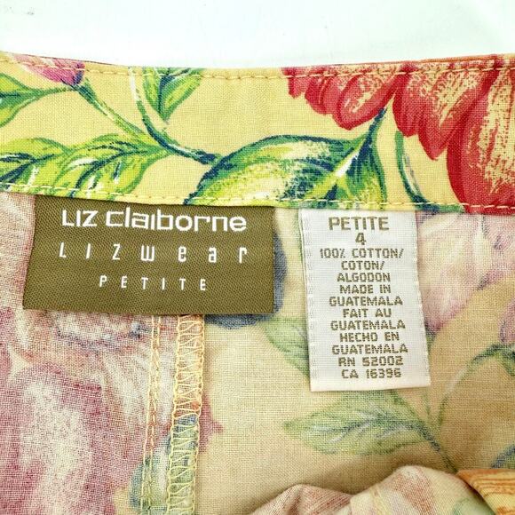 VTG Liz Claiborne Tropical Floral Print Wrap Skort Shorts Womens Petite Size 4 - Picture 5 of 8